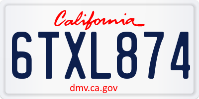 CA license plate 6TXL874