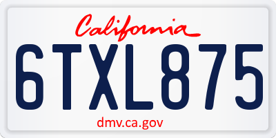 CA license plate 6TXL875