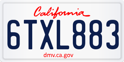 CA license plate 6TXL883