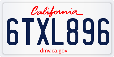CA license plate 6TXL896