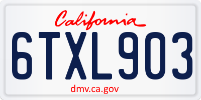 CA license plate 6TXL903