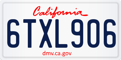 CA license plate 6TXL906