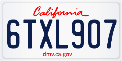 CA license plate 6TXL907
