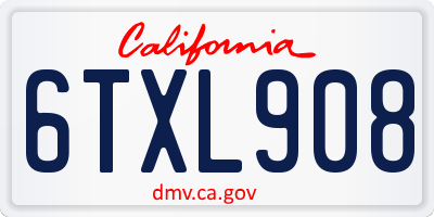 CA license plate 6TXL908