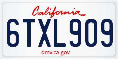 CA license plate 6TXL909