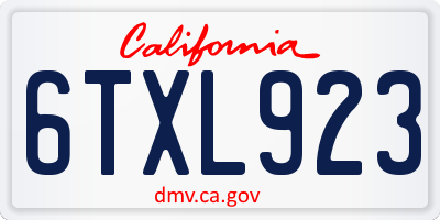 CA license plate 6TXL923