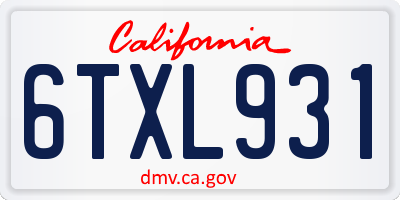 CA license plate 6TXL931