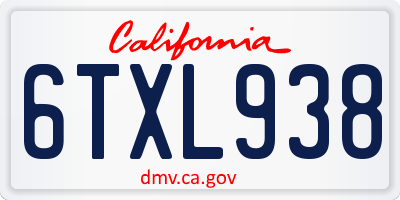 CA license plate 6TXL938