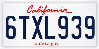 CA license plate 6TXL939