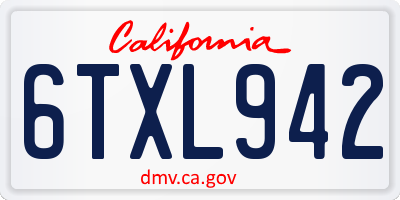 CA license plate 6TXL942