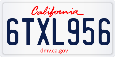 CA license plate 6TXL956
