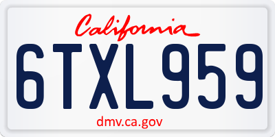 CA license plate 6TXL959