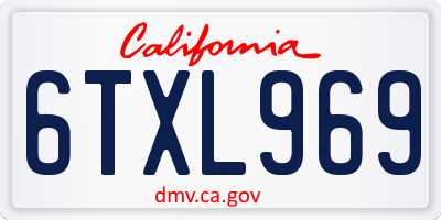 CA license plate 6TXL969