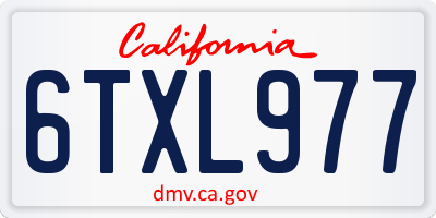 CA license plate 6TXL977