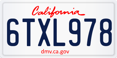 CA license plate 6TXL978