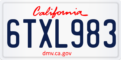 CA license plate 6TXL983