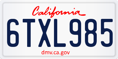 CA license plate 6TXL985