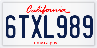 CA license plate 6TXL989