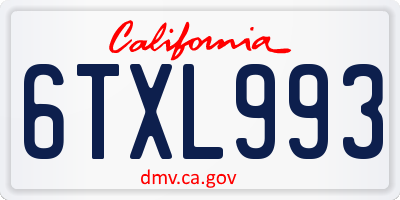 CA license plate 6TXL993