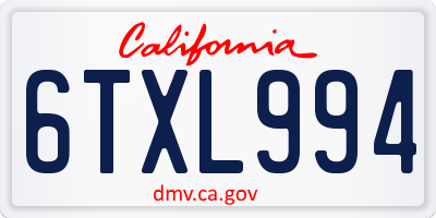 CA license plate 6TXL994