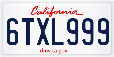 CA license plate 6TXL999