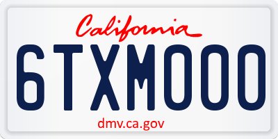 CA license plate 6TXM000
