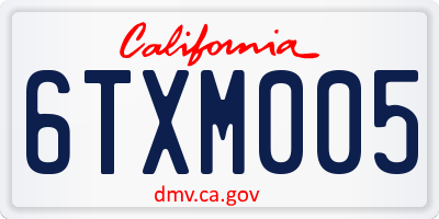 CA license plate 6TXM005