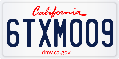 CA license plate 6TXM009