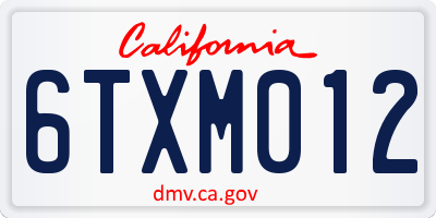CA license plate 6TXM012