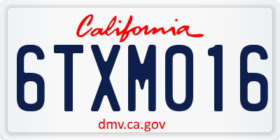 CA license plate 6TXM016