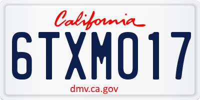 CA license plate 6TXM017