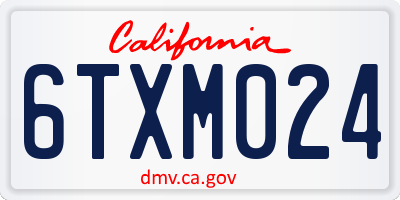 CA license plate 6TXM024