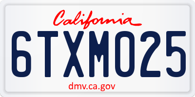 CA license plate 6TXM025