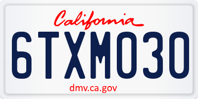 CA license plate 6TXM030