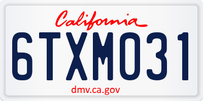 CA license plate 6TXM031