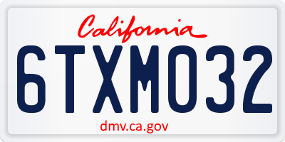 CA license plate 6TXM032