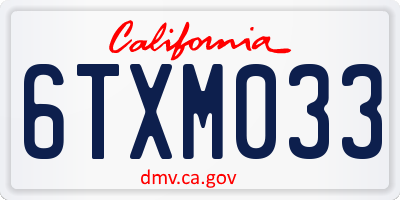CA license plate 6TXM033