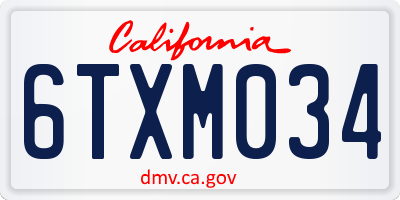 CA license plate 6TXM034