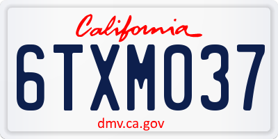 CA license plate 6TXM037