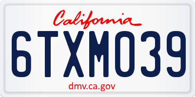 CA license plate 6TXM039