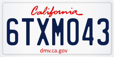 CA license plate 6TXM043