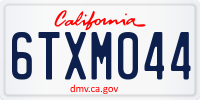 CA license plate 6TXM044