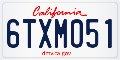 CA license plate 6TXM051