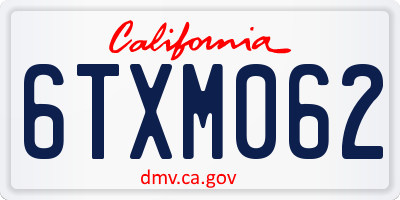 CA license plate 6TXM062