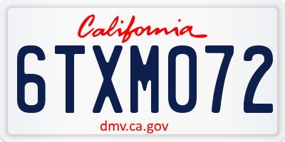 CA license plate 6TXM072