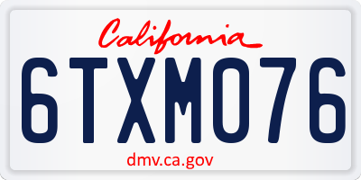 CA license plate 6TXM076