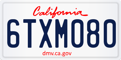 CA license plate 6TXM080