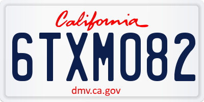 CA license plate 6TXM082