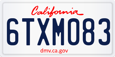 CA license plate 6TXM083