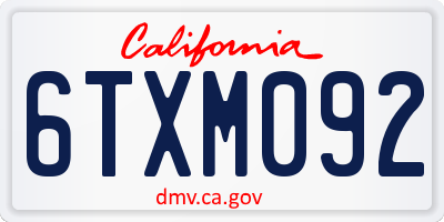 CA license plate 6TXM092